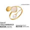 Size 7 / Pink Cat's Eye Stone Open Ring (TXA274) / Gold