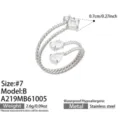Taglia 7 / Stile B Quadrato Zirconia Color Acciaio (A219)