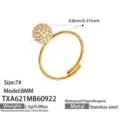 Size 7 / 8MM Zirconia Gold Open Ring (TXA621)
