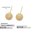 8MM Zirconia Gold Earrings (TXF621)