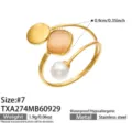 Size 7 / Orange Cat's Eye Stone Open Ring (TXA274) / Gold