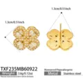 Four-leaf Flower Zirconia Earrings (TXF235) / Gold