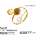 Size 7 / Coffee Cat's Eye Stone Open Ring (TXA274) / Gold