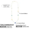 Blue Cat's Eye Stone Open Necklace (TXP274) / 82+5cm / Gold