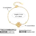 Four-leaf Flower Zirconia Bracelet (TXE235) / 17+5cm / Gold
