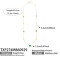 Green Cat's Eye Stone Open Necklace (TXP274) / 82+5cm / Gold