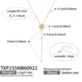 Four-leaf Flower Zirconia Necklace (TXP235) / 40+5cm / Gold