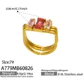 Size 7 / Rectangle Rhinestone Layered Style (A779) / Pink
