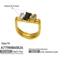 Size 7 / Rectangle Rhinestone Layered Style (A779) / Black