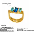 Size 7 / Rectangle Rhinestone Layered Style (A779) / Blue