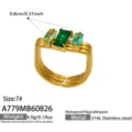 Size 7 / Rectangle Rhinestone Layered Style (A779) / Green