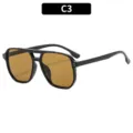 C3-Monture Noire Lentille Thé Foncé