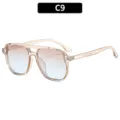 C9-Monture Champagne Lentille Thé Bleu