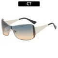 Marco Grande Integrado (2248) / C7-Montura Plateada Lentes Té Azul