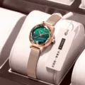 Rose Gold Emerald Green Mesh Strap