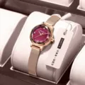 Rose Gold Emerald Burgundy Mesh Strap