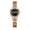 Or Rose Cadran Noir Bracelet en Acier