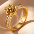 Größe 5 / Einreihiger Strass-Rosenring / Gold