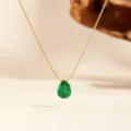 Grüner Strass Wassertropfen Halskette