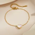 Rosa Muschel Herz Armband / Gold