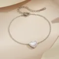 Rosa Muschel Herz Armband / Stahlfarben