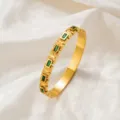 Grüner Edelstein Armreif (z253) / Gold