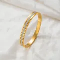 Gezahnter Strass Armreif (z256) / Gold