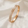Gezahnter Strass Armreif (z256) / Roségold