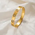 Hohles Kleeblatt Armreif (z258) / Gold