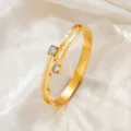 Quadratischer Diamant Armreif (z262) / Gold