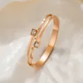 Quadratischer Diamant Armreif (z262) / Roségold
