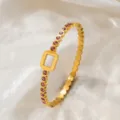 Hohles Quadrat Armreif (z263) / Gold