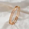 Doppellagiger Wellenarmreif (z264) / Roségold