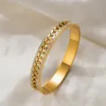 Kettenglied Strass Armreif (Z267) / Gold