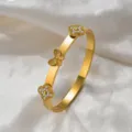 Schmetterlingskleeblatt-Armreif (Z280) / Gold