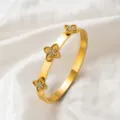 Spitzes Kleeblatt Armreif (Z282) / Gold