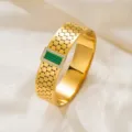 Wabenmuster Grüner Muschelarmreif (Z287) / Gold
