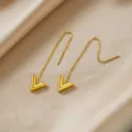 V-Buchstaben-Ohrfaden-Stil (R018) / Gold