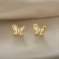 Weiße Muschel Schmetterlingsstil (R028) / Gold