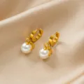 Kunstperlen-Schleifen-Ohrschließe-Stil (R063) / Gold