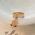 Größe 6 / Rosa Blumenstil / Gold