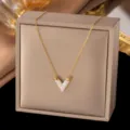 V-Buchstabe Halskette (X115) / Gold