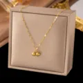 Lippenkette Goldkugel Halskette (X147) / Gold