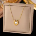 Schlangenkette U-Form Perlenkette (X174) / Faux-Perlen-Dekoration / Gold