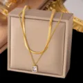 Doppelreihige Strass-Halskette (x175) / Weißer Strass / Gold