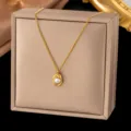 Erbsen-Künstliche Perle Halskette (X179) / Gold