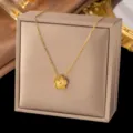 Einzelne Fünfblatt-Blüten-Halskette (X191) / Gold