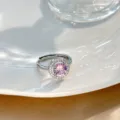 Runder Rosa Strass Stil (H493) / Silber