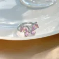Rosa Schmetterling Stil (H501) / Silber