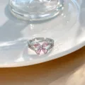 Schleife Rosa Strass Stil (H574) / Silber